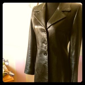 Genuine Leather Long Black Trenchcoat